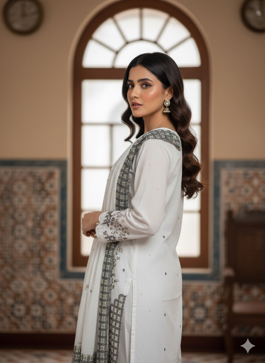 A sophisticated winter look with delicate craftsmanship — perfect for events,casual festive wear.