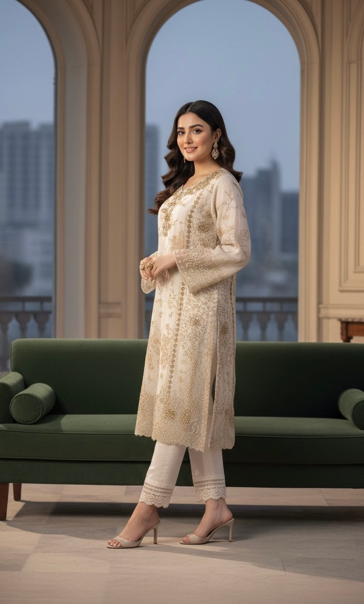 Woman 3pc suit with embroidered +handmade work best quality 🫶🏿