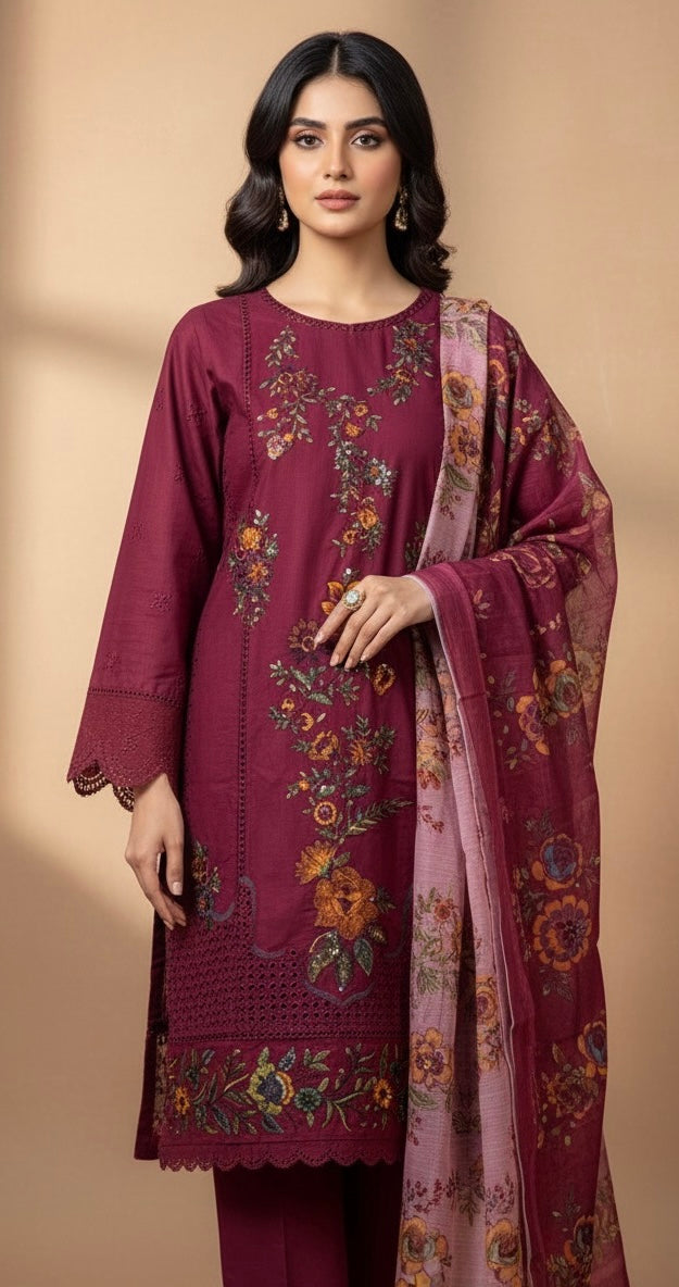 multi-colored floral embroidery (or a very high-quality )