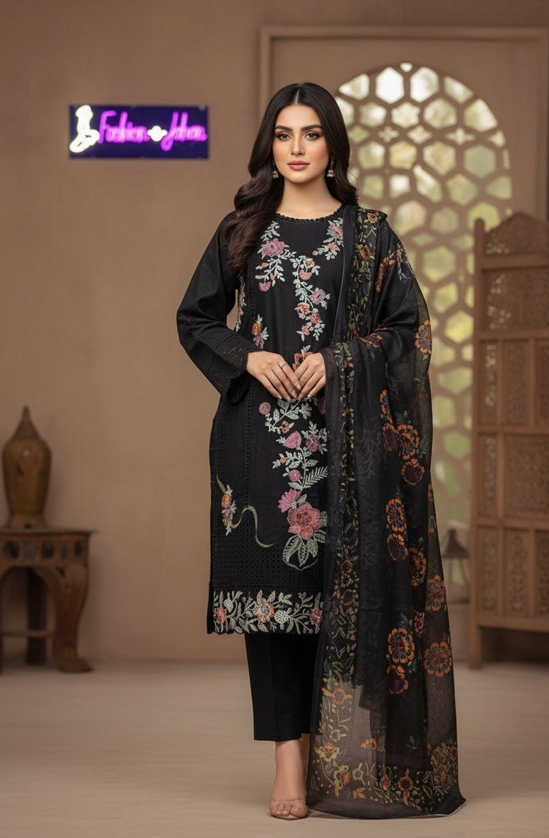 multi-colored floral embroidery (or a very high-quality )