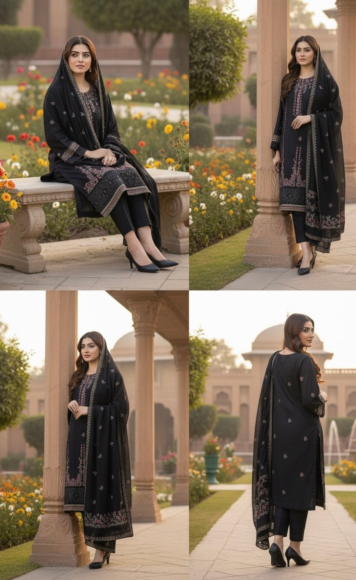 Elegant embroidery 3pc upgrade your look 🤌🏿