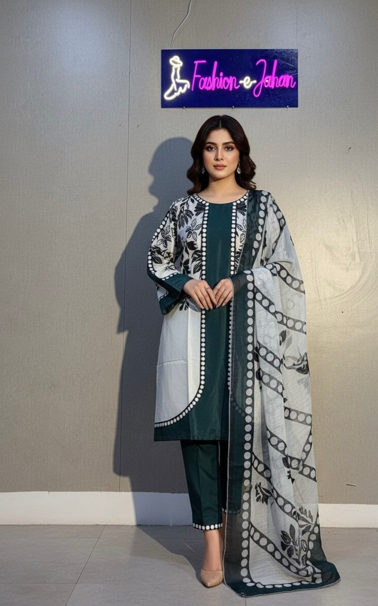 traditional Pakistani lawn suit 3pc suit