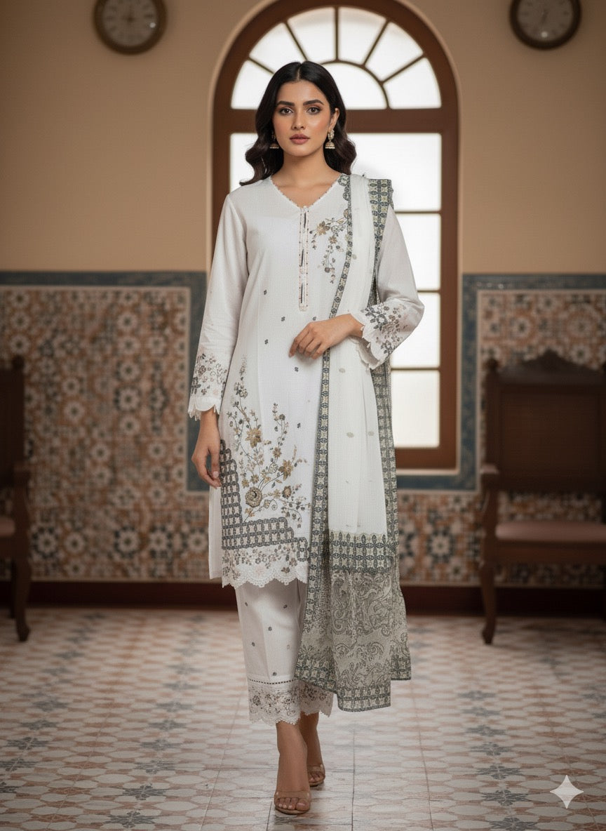 A sophisticated winter look with delicate craftsmanship — perfect for events,casual festive wear.