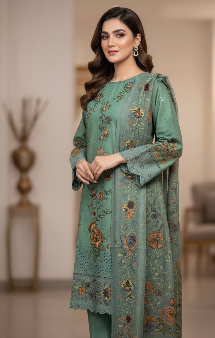 multi-colored floral embroidery (or a very high-quality )