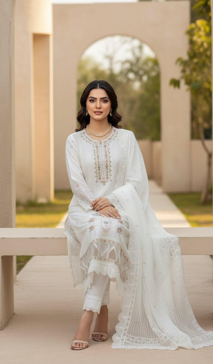 Woman 3pc suit with embroidered +handmade work best quality 🫶🏿