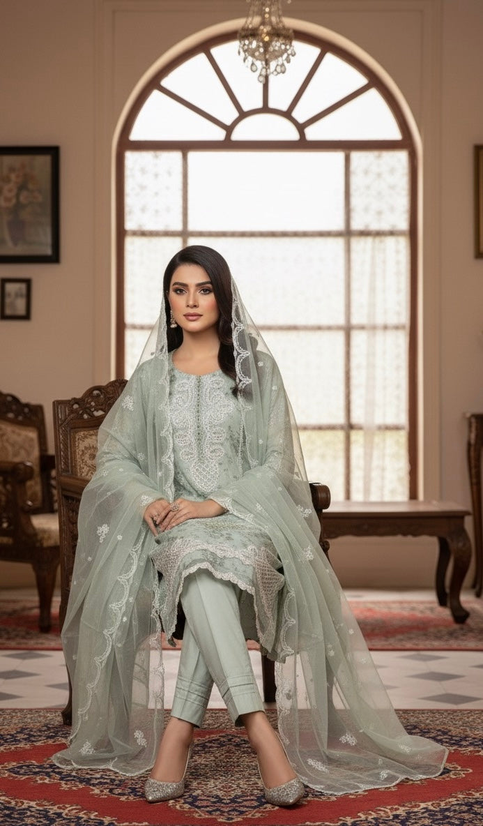 Woman 3pc suit with embroidered +handmade work best quality 🫶🏿