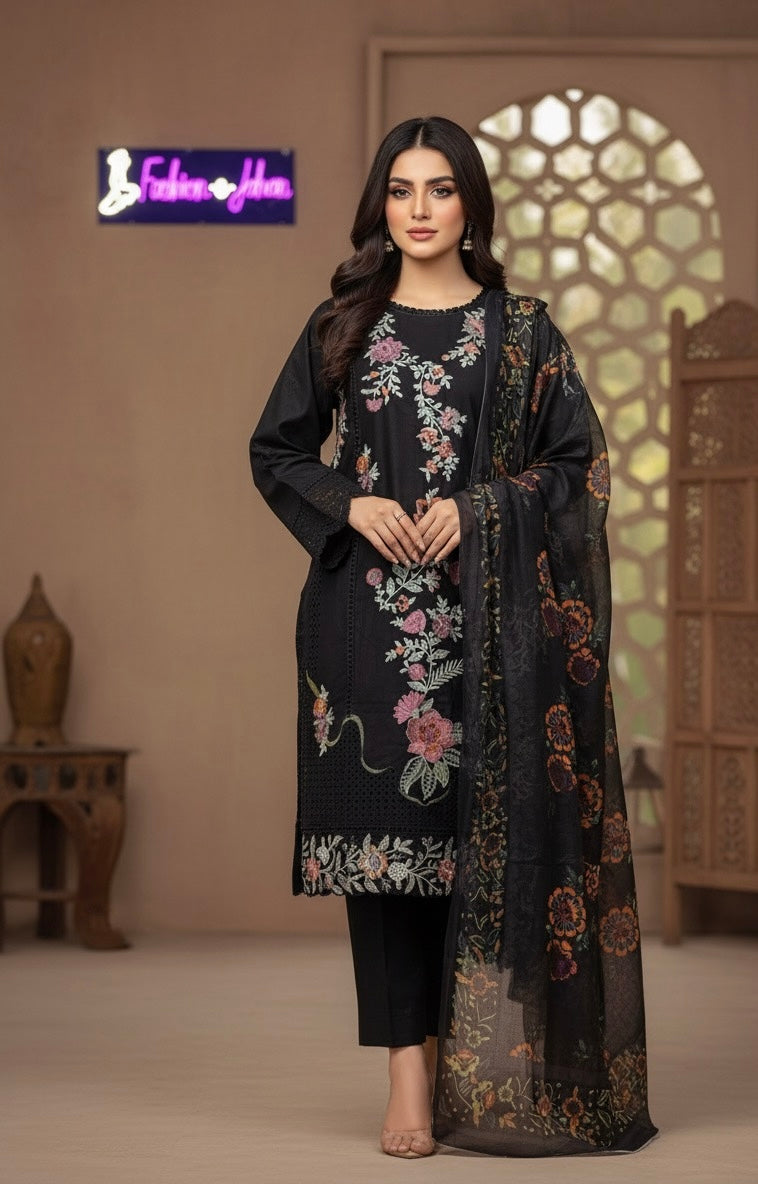 multi-colored floral embroidery (or a very high-quality )